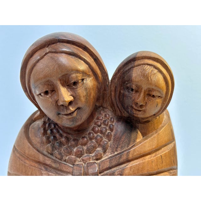 1990s Vintage Luis Potosi Woord Carving 'Mother and Child' For Sale - Image 5 of 12
