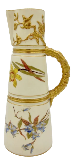 Antique English Royal Worcester Porcelain Ewer, 1892