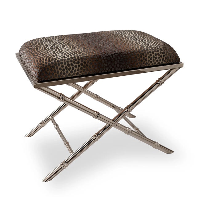 Metal Lauderdale Nickel Bamboo Leg Bench, Wayland For Sale - Image 7 of 7