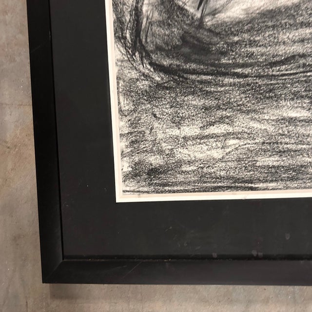 Late 20th Century Expressive Charcoal Figure Drawing – Framed For Sale - Image 4 of 8