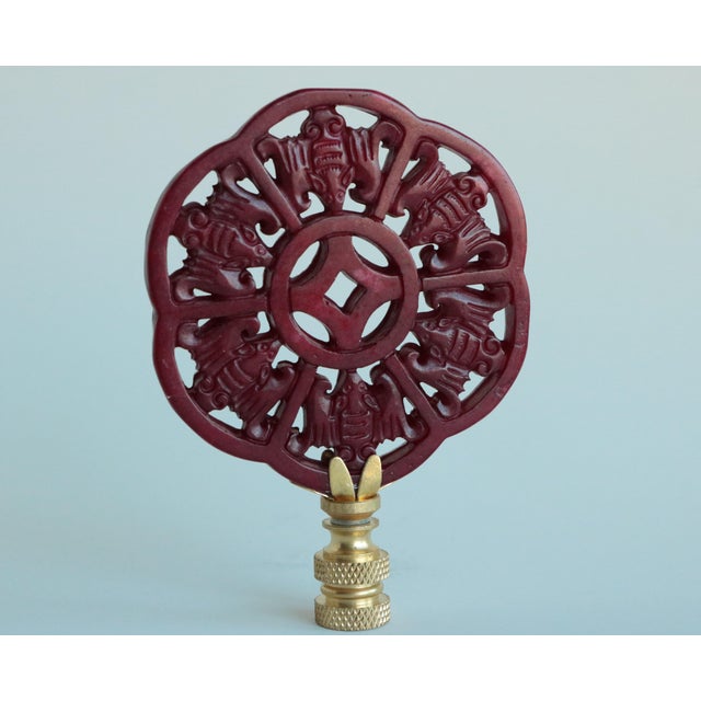 Five Blessings Carved Stone Lamp Finial on Brass Hardware Chairish