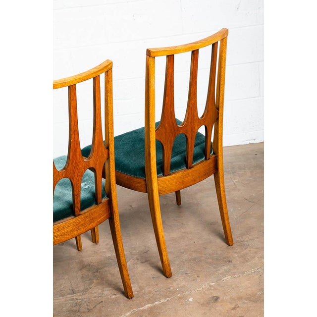 Mid Century Modern Broyhill Brasilia Back Green Lenoir Dining Chairs