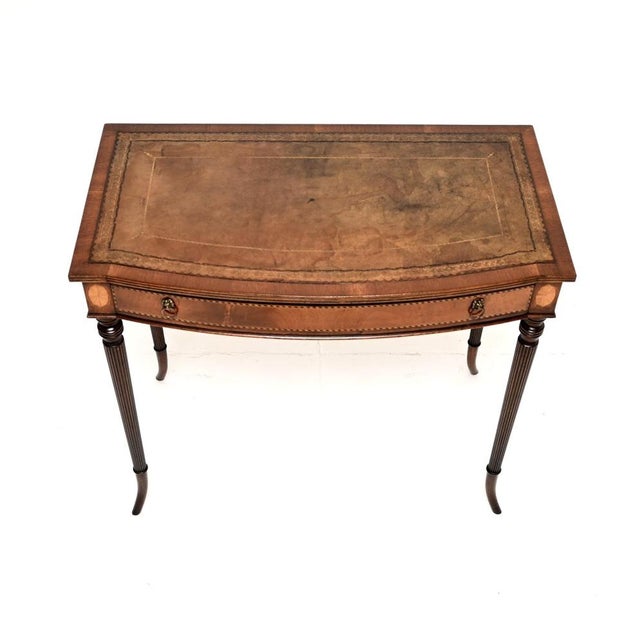 1920s Vintage Inlaid Leather Top Desk, 1920 For Sale - Image 5 of 11