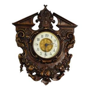 Late 19th - Early 20th Century French Antique Mural Bronze Cartel Clock