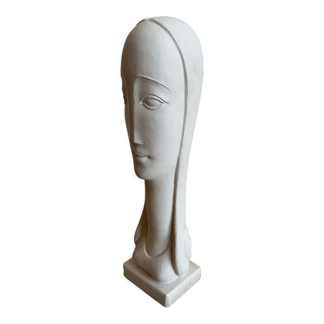 1970s Rima Padova Modernist Plaster Bust Sculpture, Signed - 11" For Sale