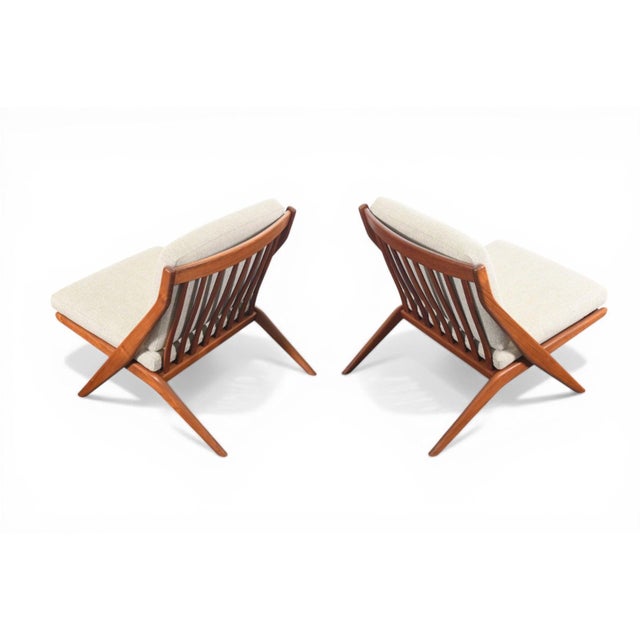Brown Mid 20th Century Pair of Folke Ohlsson Scissor Chairs in Teak for Dux For Sale - Image 8 of 12