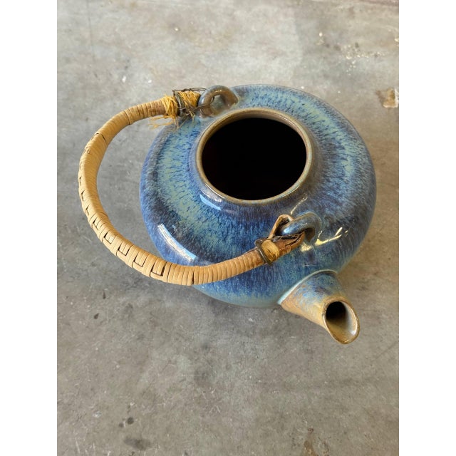 Michael Andersen & Son Michael Andersen Danish Ceramic Kettle Teapot, Mid-Century Blue Glaze, Bornholm Denmark 1960s For Sale - Image 4 of 9