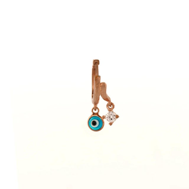 Baby Evil Eye Rose Gold Earrings, A Pair For Sale - Image 11 of 12