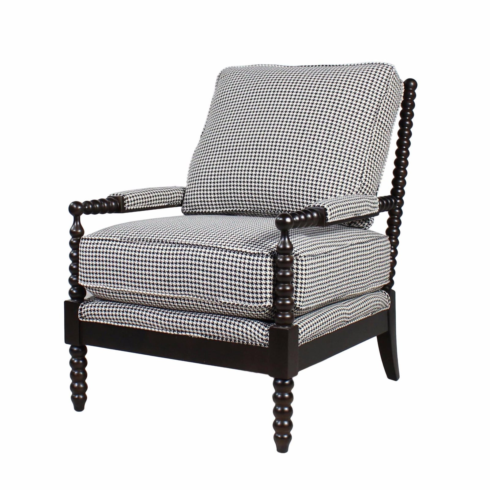 Spectra Home Solid Dark Wood & Houndstooth Accent Chair Chairish