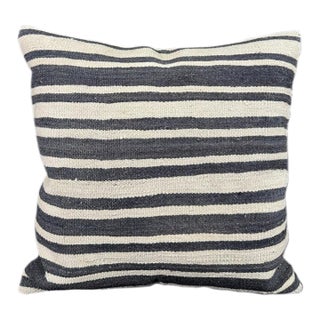 Turkish Hemp Pillow Cushion Natural Beige Black Pillow Cushion Cover 24"x24" For Sale