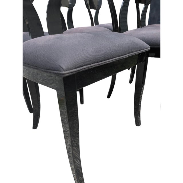 Paint 1980s Pietro Costantini "Corfu" Black Lacquer Dining Chairs, Set of 6 For Sale - Image 7 of 17