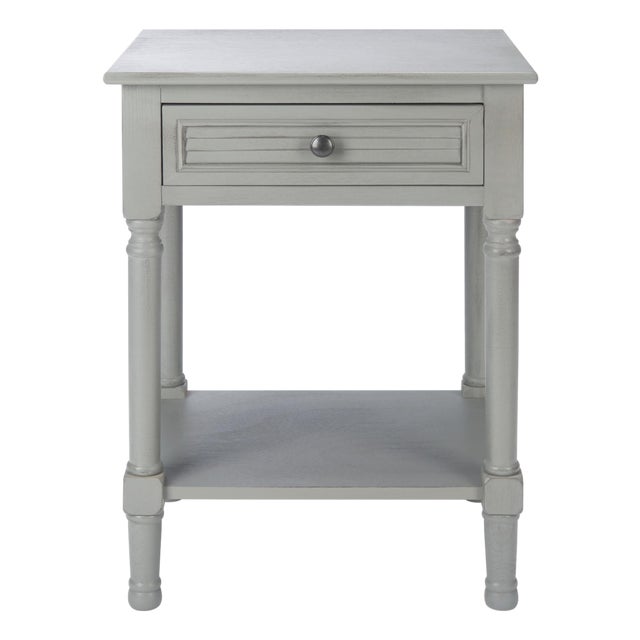Tate 1 Drawer Accent Table in Distressed / Grey For Sale