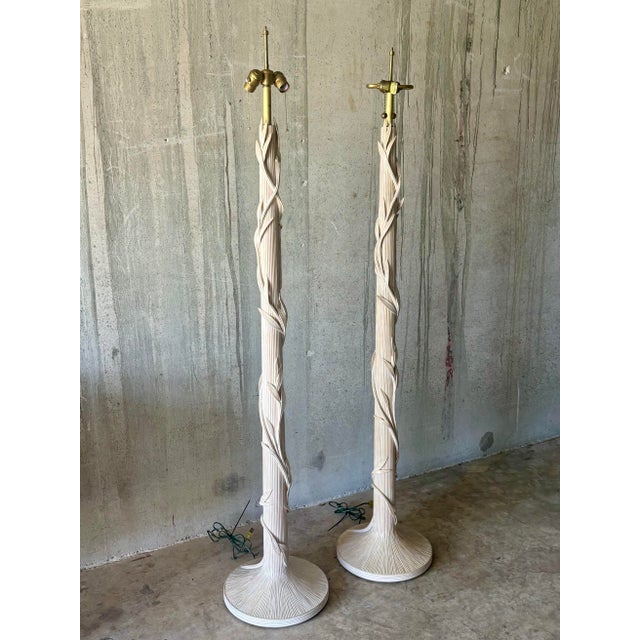 Gabriella Crespi Vintage Organic Modern Coastal Pencil Reed Floor Lamps - a Pair For Sale - Image 4 of 8