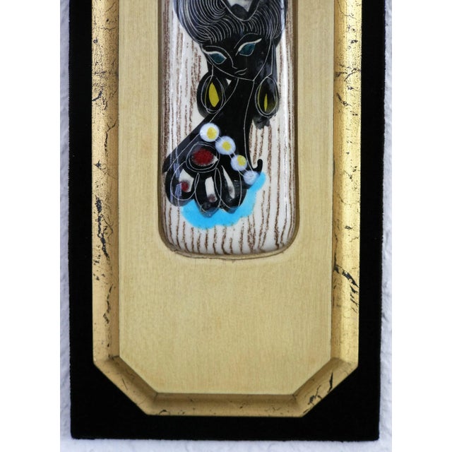 Ceramic & Velvet Wall Plaque Fantoni-Style For Sale In Miami - Image 6 of 8