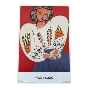 Vintage 1983 Paris France Henri Matisse Fine Art Lithograph Exhibition Poster - La Blouse Roumaine