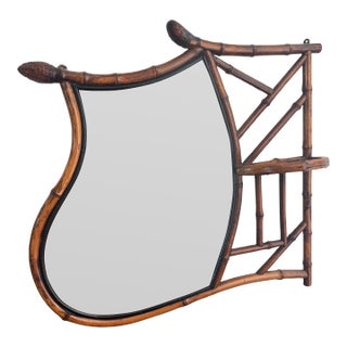 Aesthetic Era Victorian Bamboo Wall Mirror With Japonais Shelf For Sale