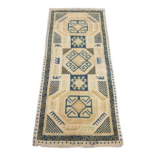 1950s Turkish Beige Blue Rug For Sale