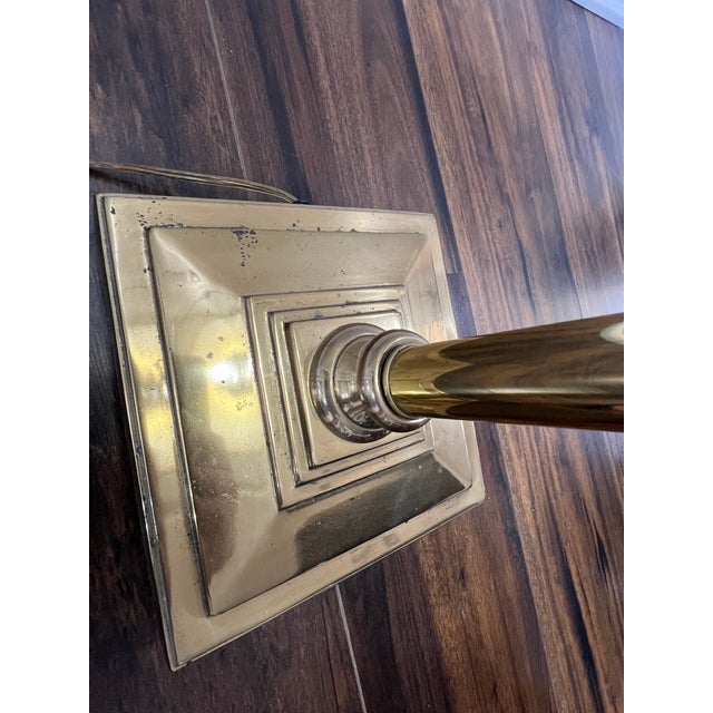 1970s 1970s Mid-Century Modern Rembrandt Brass Bouillotte Floor Lamp With Glass Table For Sale - Image 5 of 15
