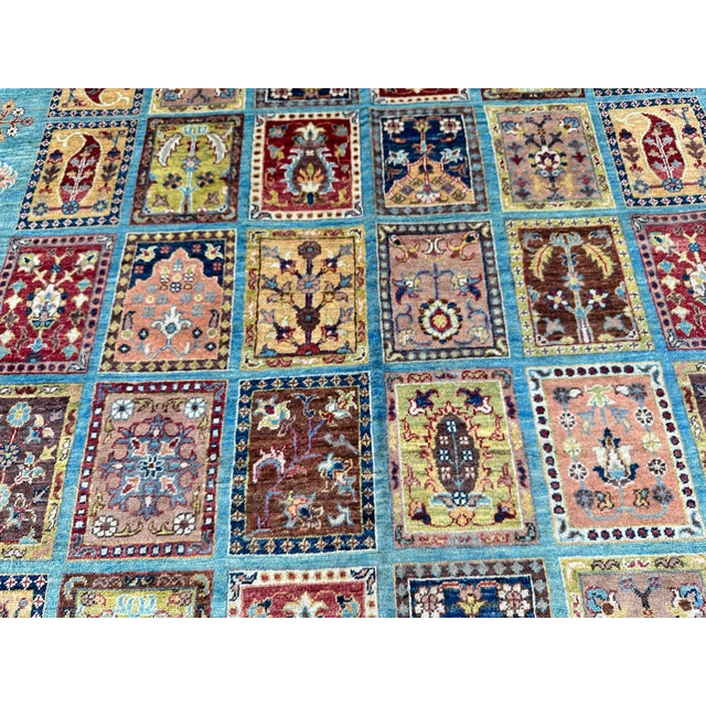 Blue Bakhtiari Garden Panel Hand-Knotted Wool Rug - 6'6" X 10'1" For Sale - Image 9 of 11