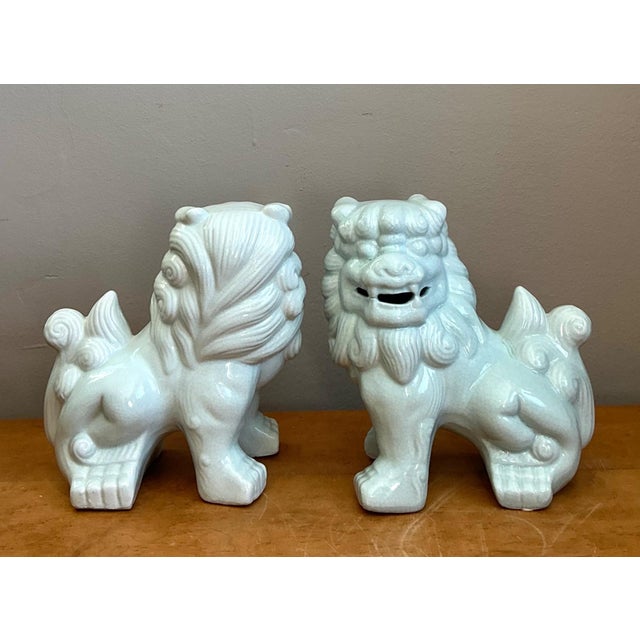 Vintage Celadon Glazed Foo Dogs - Set of 2 For Sale - Image 11 of 13