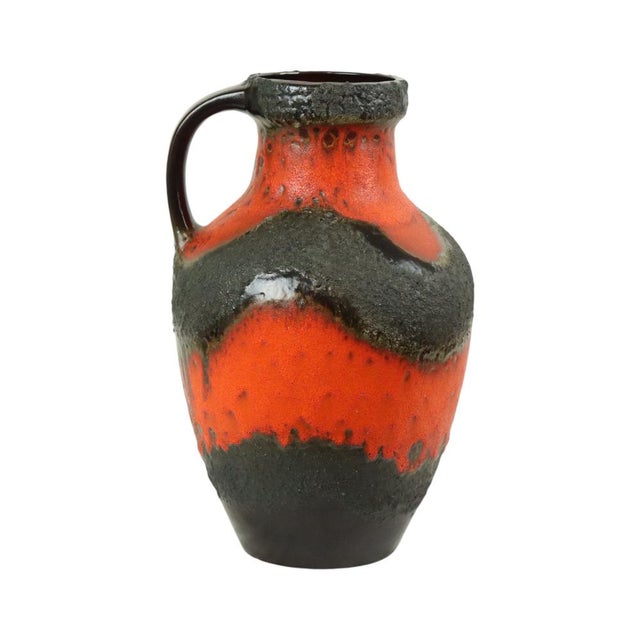 Large Orange Fat Lava Vase from Carstens Tönnieshof, West Germany, 1960s For Sale - Image 4 of 11