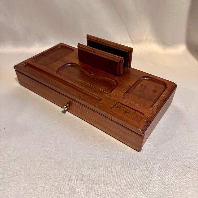 Vintage Walnut Dresser Valet Jewelry Box For Sale - Image 4 of 6