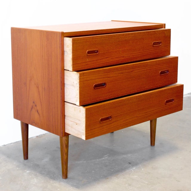Danish Teak Chest of 3 Drawers / Low Dresser For Sale - Image 11 of 12