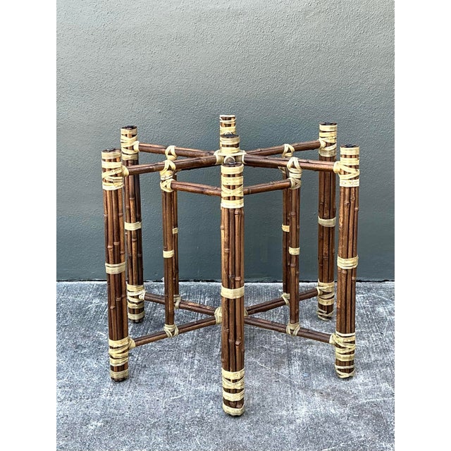 Vintage Bundled Rattan Dining Table Pedestal For Sale - Image 9 of 12
