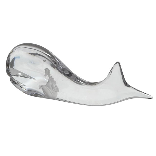 Kosta Boda Modern Kosta Boda Jonah and the Whale Crystal Fish Sculpture For Sale - Image 4 of 5