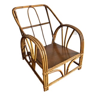 1950s -Century Bamboo & Rattan Lounge Chair For Sale