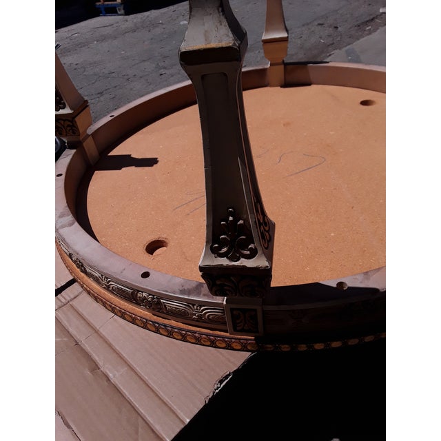 19th Century Round French Hand Painted Gilt Coffee Table with Glass Top For Sale - Image 10 of 13