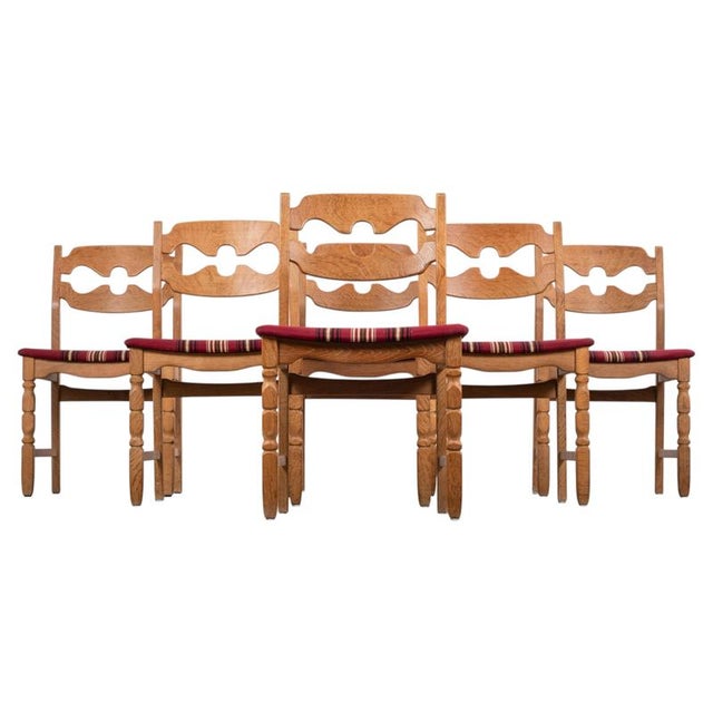 Vintage Razor Blade Oak Dining Chairs by Henning Kjærnulf, 1960s, Set of 6 For Sale - Image 9 of 9