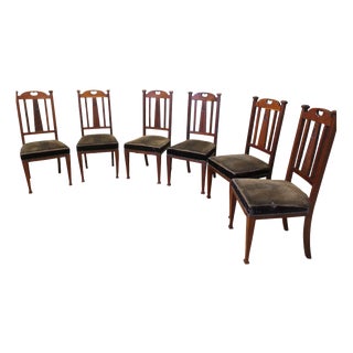 Antiqu Arts and Crafts Golden Oak Dining Chairs, 1880, Set of 6 For Sale