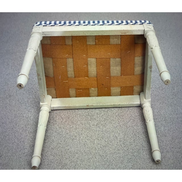 Antique Gustavian Ottoman in Wood and Textile, 1900 For Sale - Image 4 of 5