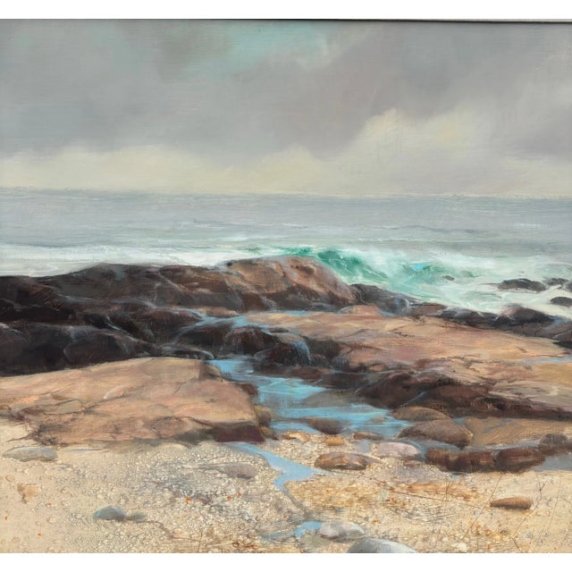 Wood Original Fred MacNeill Cape Ann Coastal Tide Pools Waves Landscape Painting For Sale - Image 7 of 12