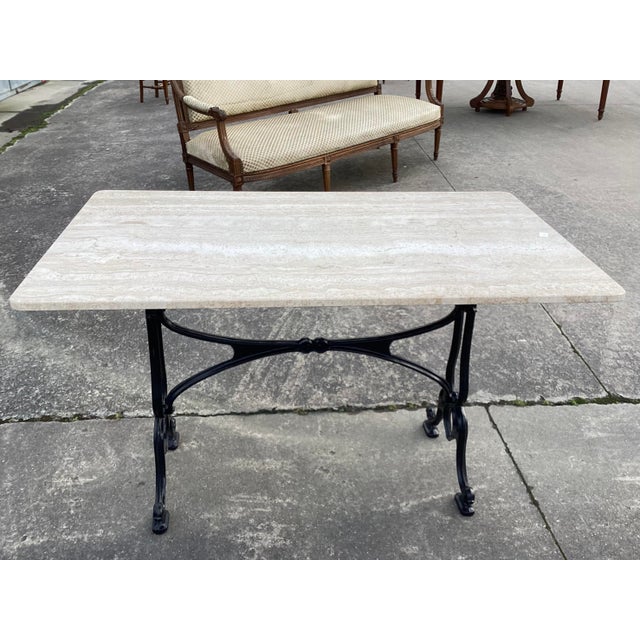 Stone French Natural Stone & Iron Bistro Table For Sale - Image 7 of 9