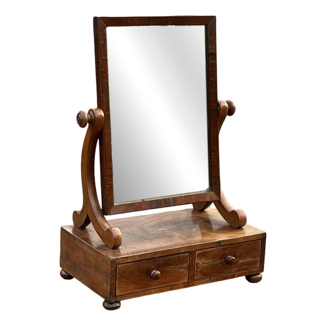 Victorian Mahogany Dressing Mirror with Two Drawers For Sale