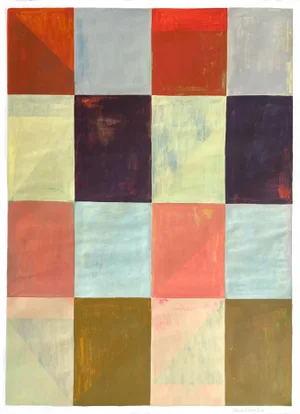 Mixed Media Checkerboard Design, Original Painting by Sarah Vaaler