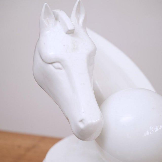 Ceramic Table Lamp with Horse Head For Sale - Image 3 of 5