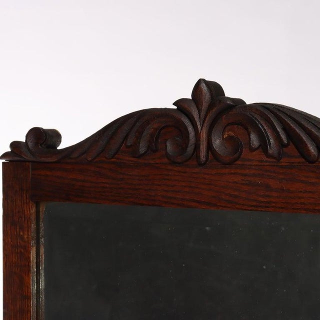 Brown Antique Oak Hotel Wash Stand With Mirror C1920 For Sale - Image 8 of 14