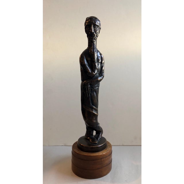 Peter Krasnow, Art Deco Expressionist Bronze Judaica Rabbi Sculpture Los Angeles Modernist, c.1930s For Sale