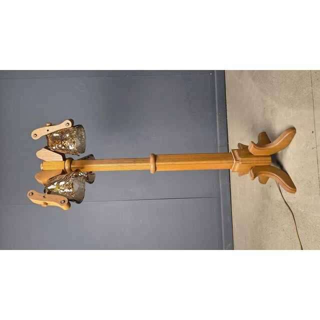 Rustic Oak and Murano Glass Floor Lamp, 1960s For Sale - Image 11 of 14