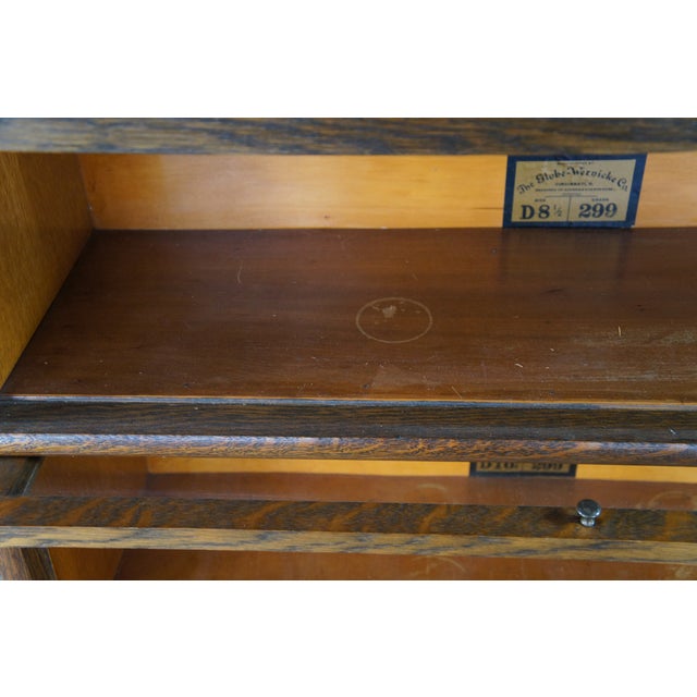Antique Globe Wernicke Quartersawn Oak Mission Stacking Barrister Bookcase 58" For Sale - Image 11 of 12