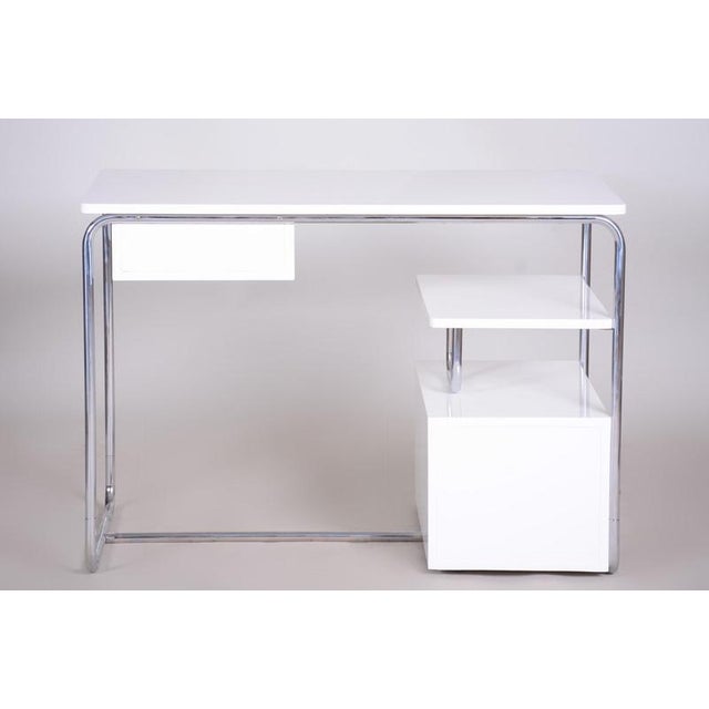Silver Bauhaus Writing Desk in Chromed Steel and Lacquered Wood, Germany, 1930s For Sale - Image 8 of 14