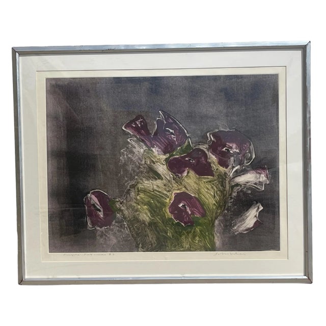 1970s Fritz Scholder Botanical Monotype "Purple Petunias #2" For Sale - Image 13 of 13
