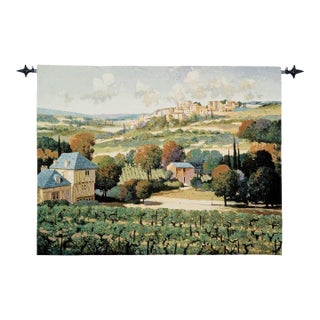 Vineyards of Provence Loom Woven Tapestry - 104 X 134 Cm (3'5" X 4'5") - Requires Rod Size 3 For Sale