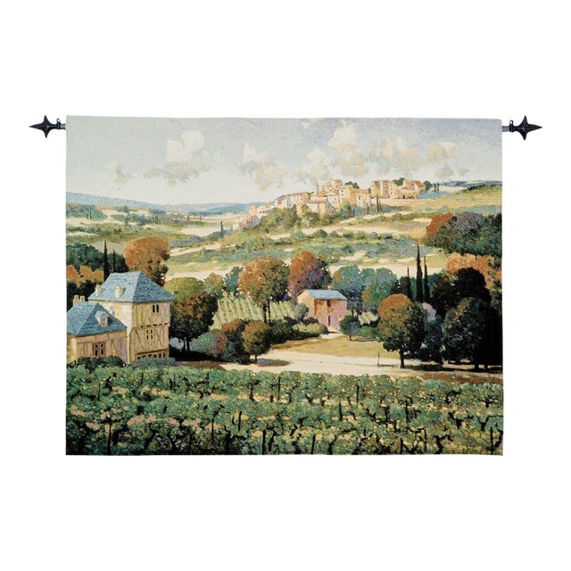 Vineyards of Provence Loom Woven Tapestry - 104 X 134 Cm (3'5" X 4'5") - Requires Rod Size 3 For Sale