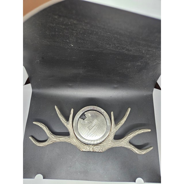 Vintage Silver Metal Antler Desk Clock Metal, Untested