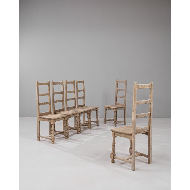 20th Century French Oak Ladder-Back Dining Chairs - Set of 6 For Sale - Image 16 of 18