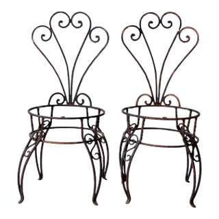 Vintage Metal Garden Chairs Pair For Sale